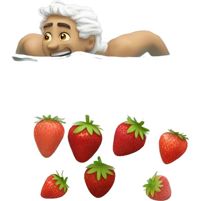 Man swimming White eating strawberries emoji