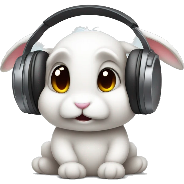 Sad Bunny Rabit wearing headphones emoji