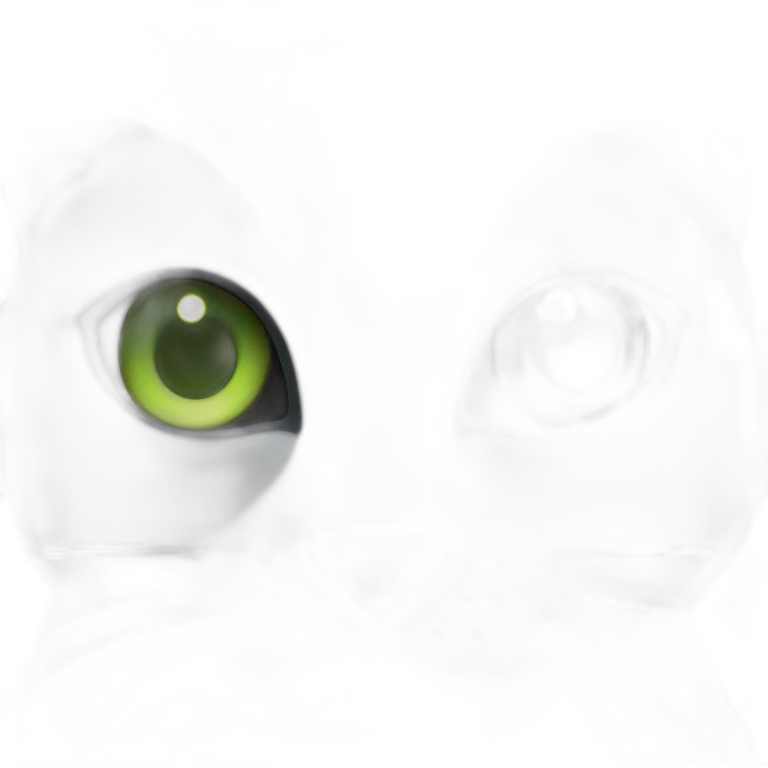 Un Chat gris foncé efreyée avec des yeux verts avec le flash emoji