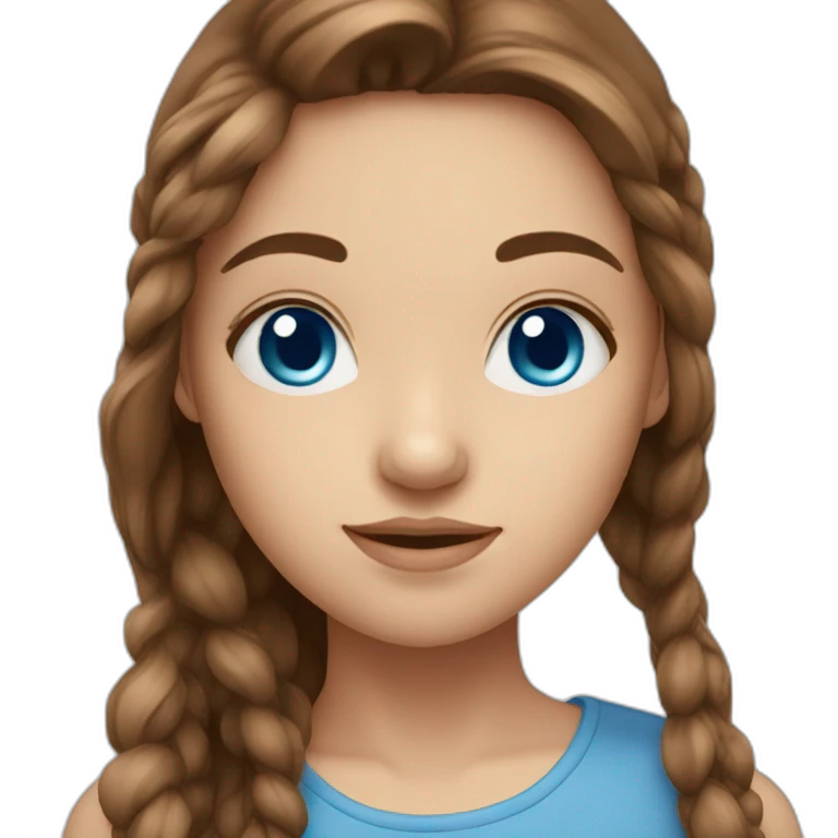 Girl who as blue eyes and long brown hair emoji