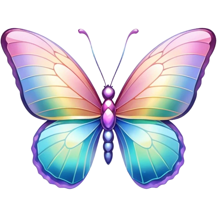 Sparkly Pastel rainbow-gradient iridescent crystal butterfly emoji