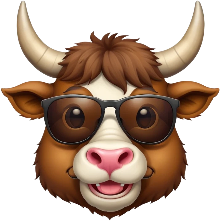 friendly anthropomorphised bull head wearing sunglasses emoji