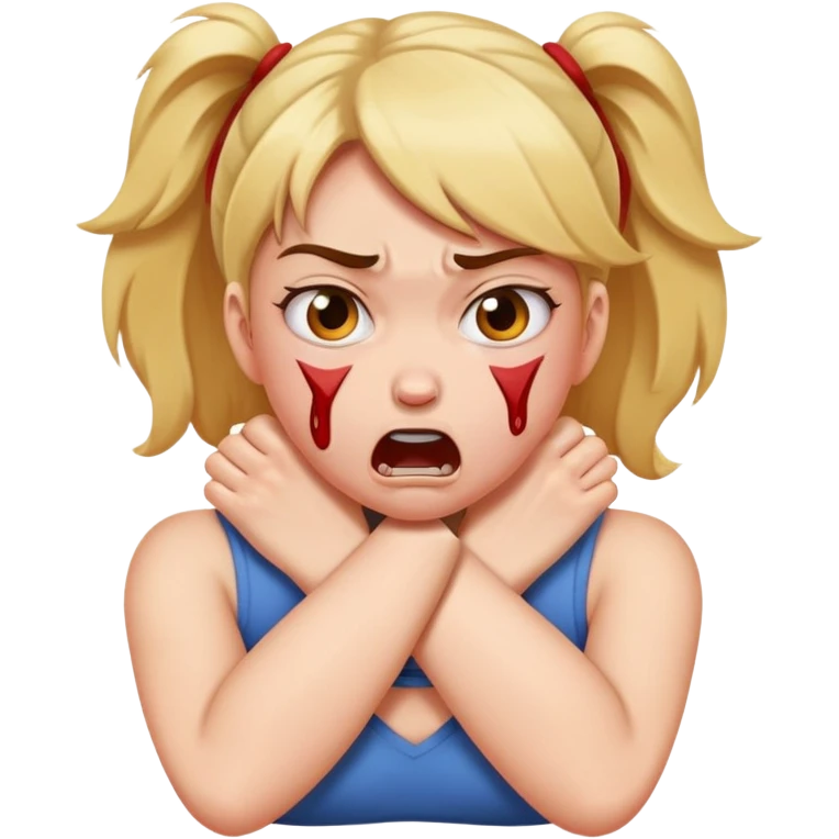 A girl choking herself angry but also playfully  emoji