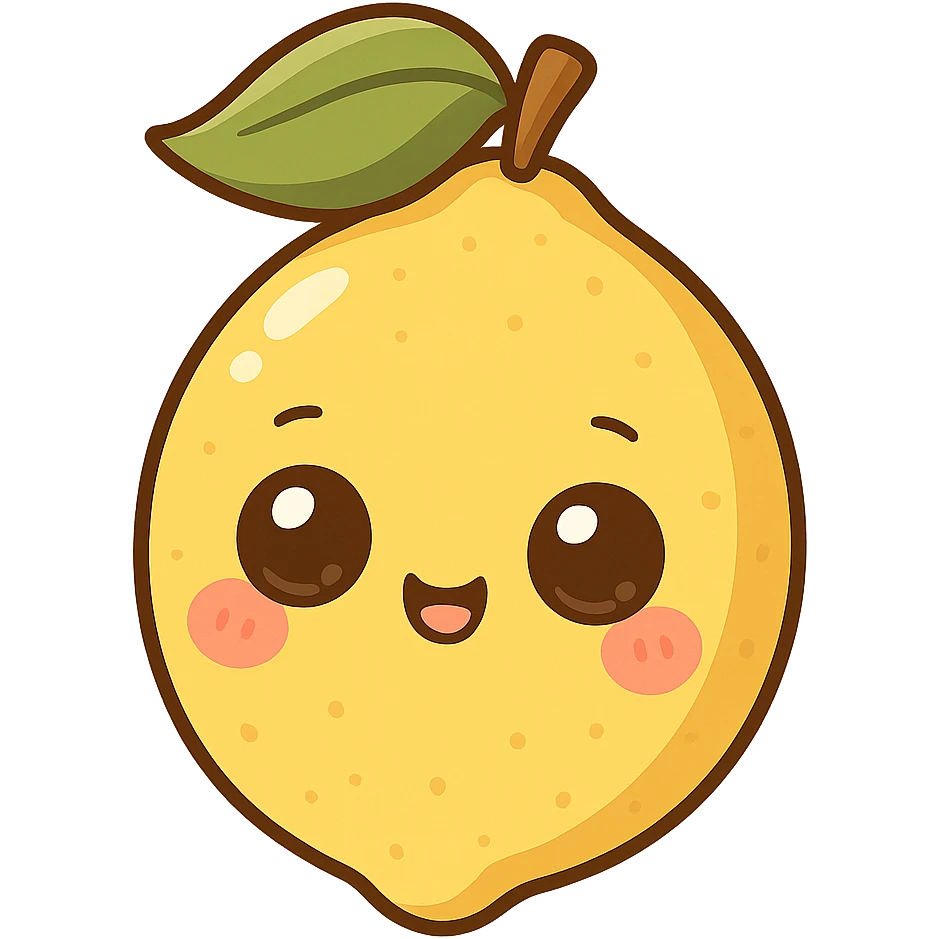 chibi sticker-style lemon, cute and exaggerated emoji