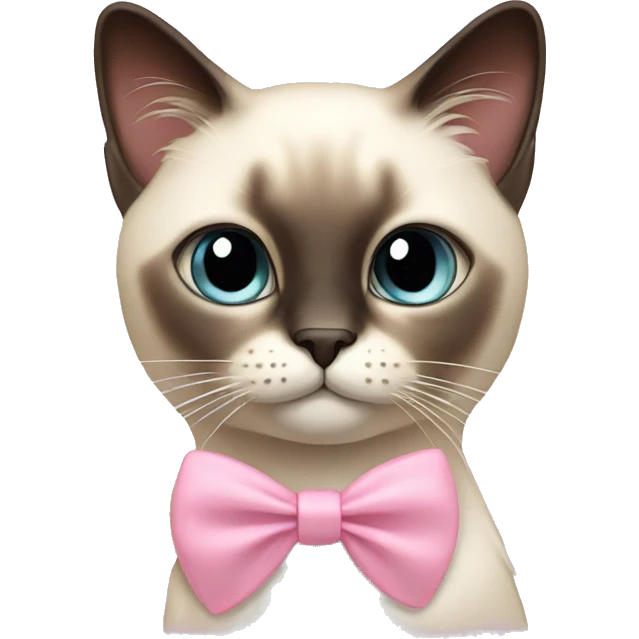 Long hair Siamese cat with pastel pink bow emoji