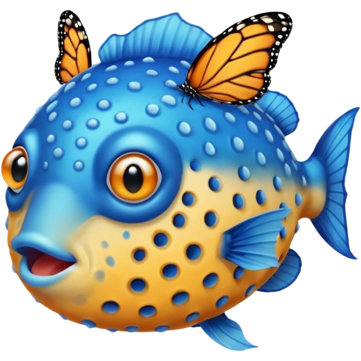 Pufferfish, a siren and a Monarch butterfly emoji