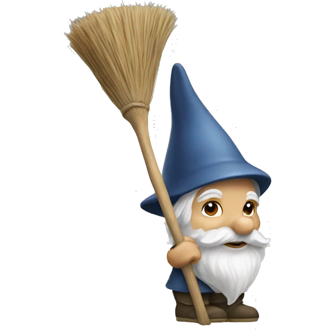 Garden gnome with a broom as hair emoji