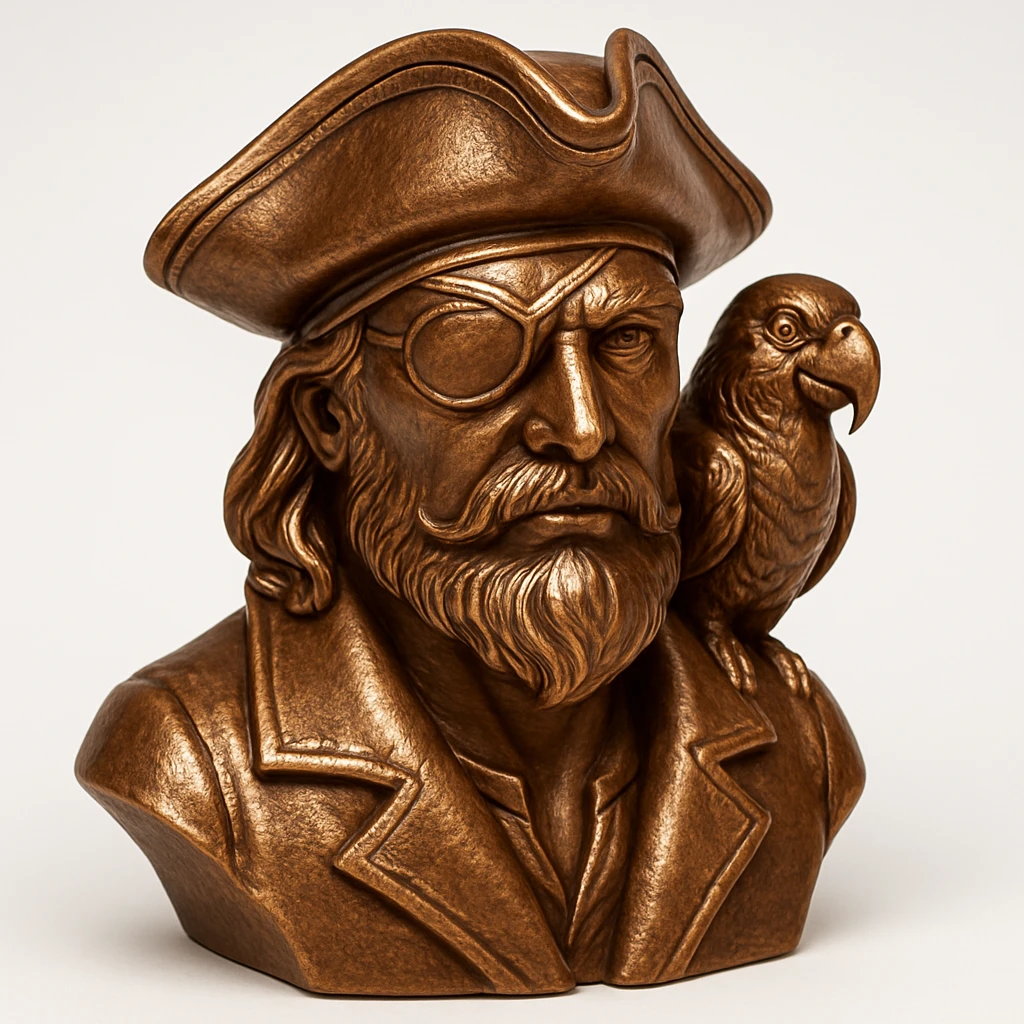 pirate with eye patch and parrot emoji