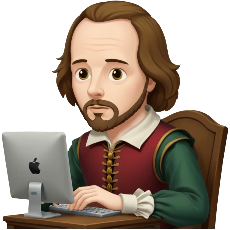 Shakespeare portrait very faithful to original dealing with a computer emoji