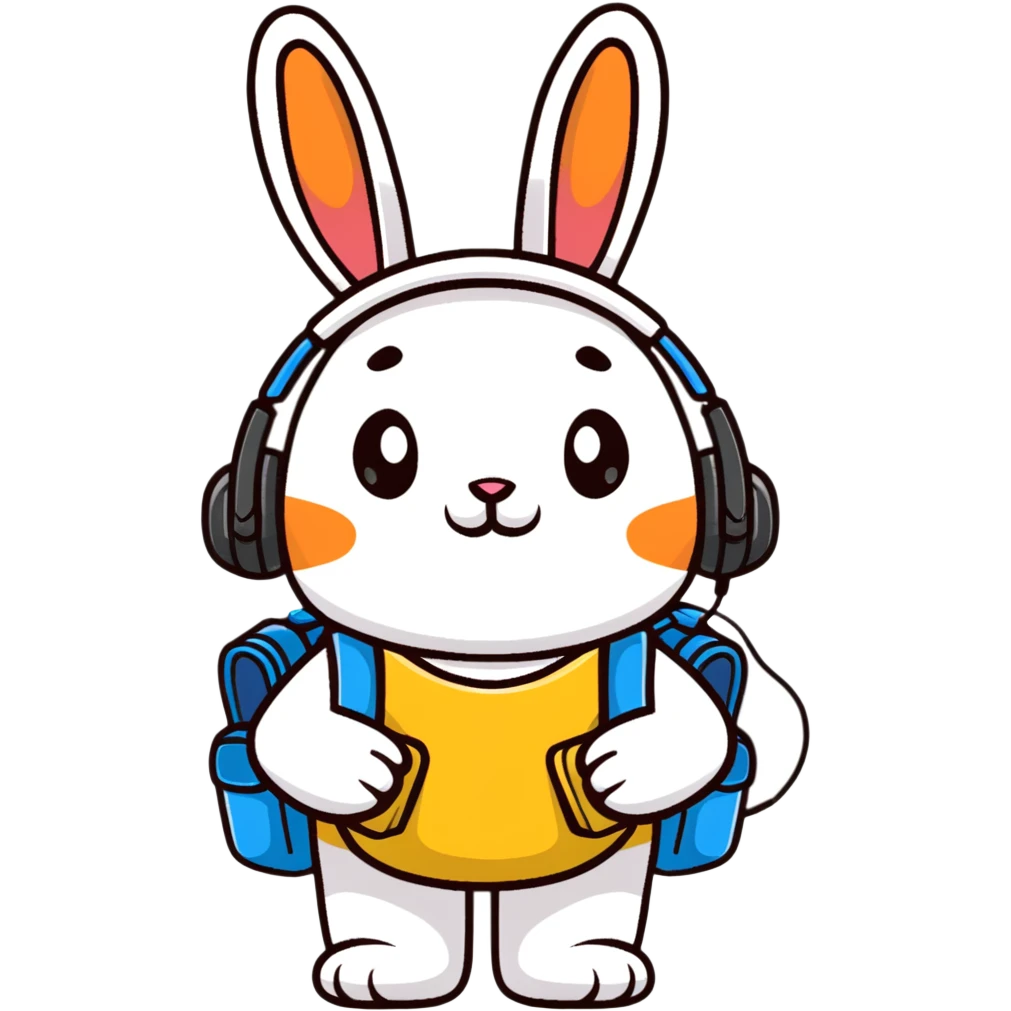 rabbit with headphones and backpack emoji