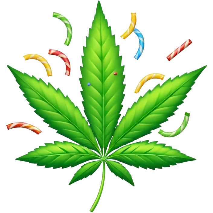 marijuana leaf with candy sprinkles falling around it emoji