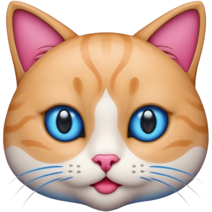 un emoji de lacara de un gato azul con rosa sorprendido emoji