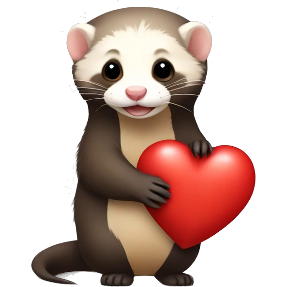ferret hugs a heart emoji