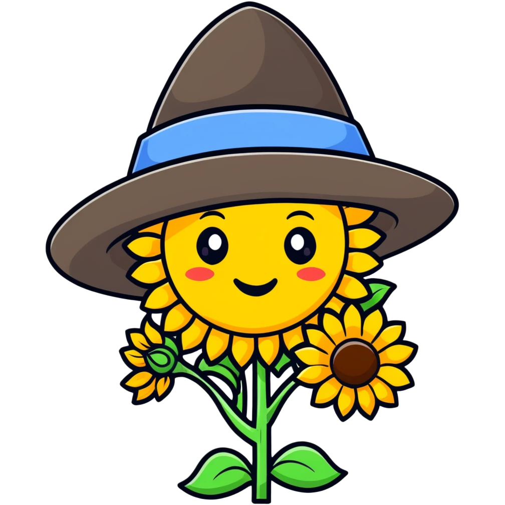 Happy Ukrainian emoji with sunflower and traditional Ukrainian hat emoji