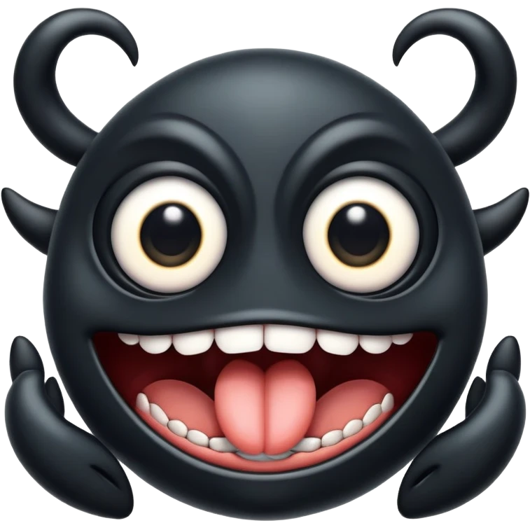 black creature with big mouth big eye face and blinding arms emoji