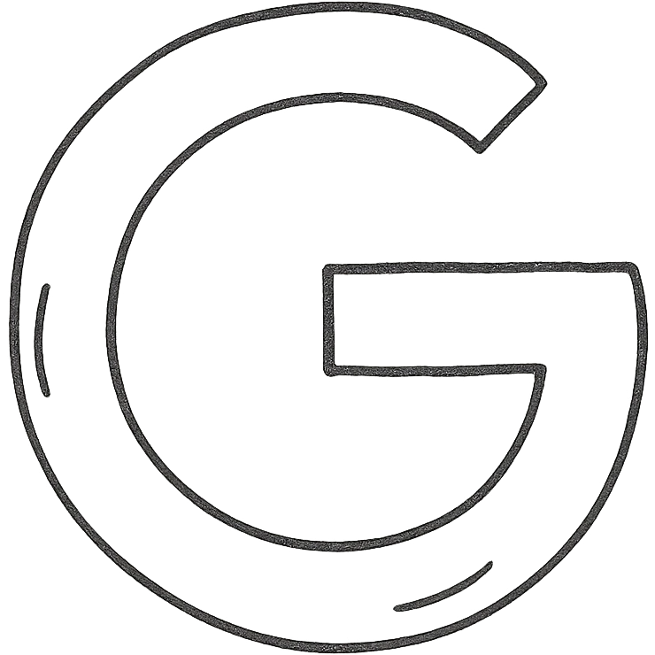 hand-drawn outlined icon inspired by the Google 'G' logo emoji