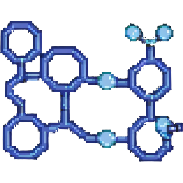 simple molecule inspired by cis-3-hexenol on white background, pixel art style emoji