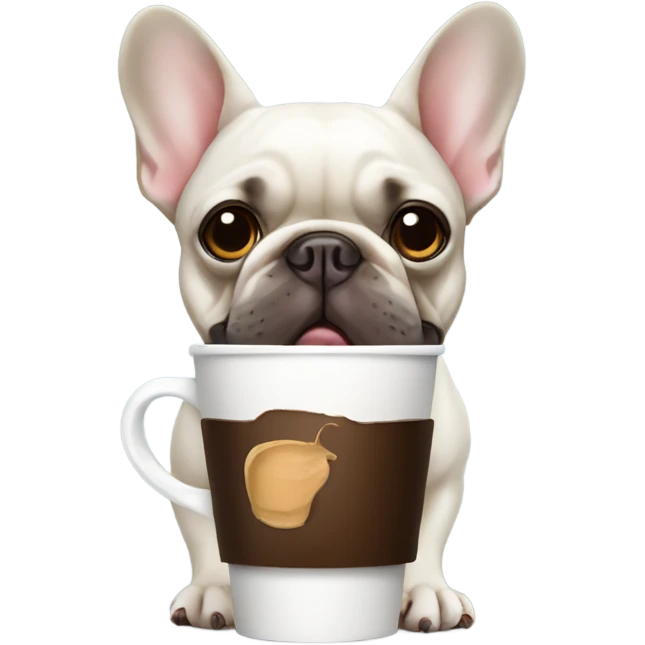 French bulldog with coffee emoji