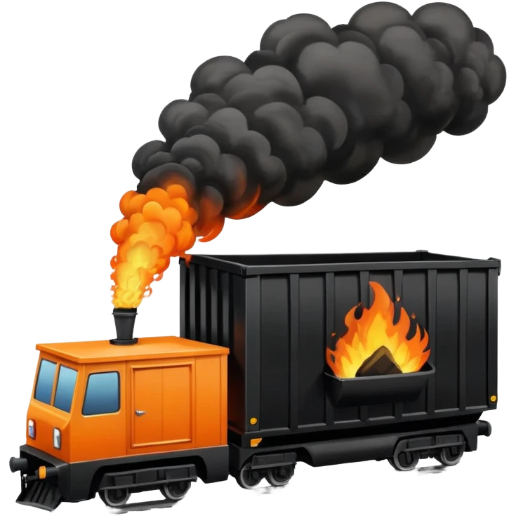 Train pushing dumpster fire off cliff emoji