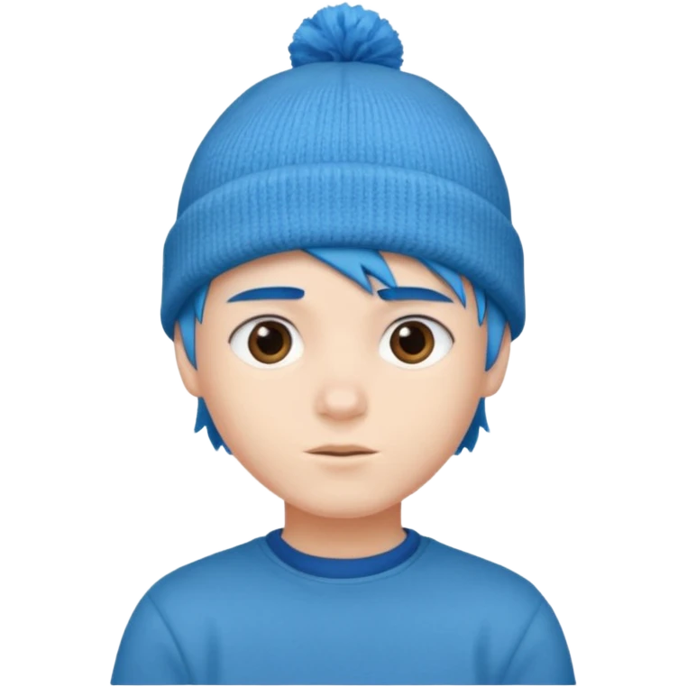 Boy with blue hair and a beanie emoji