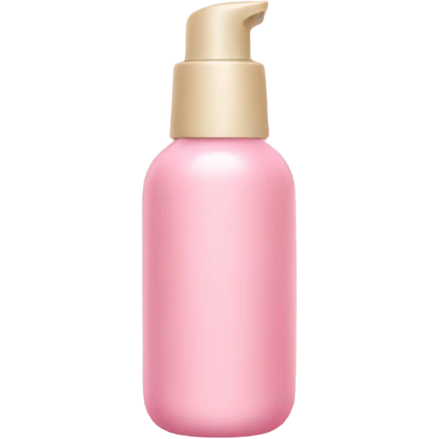 Pink skincare bottle with beige bow emoji