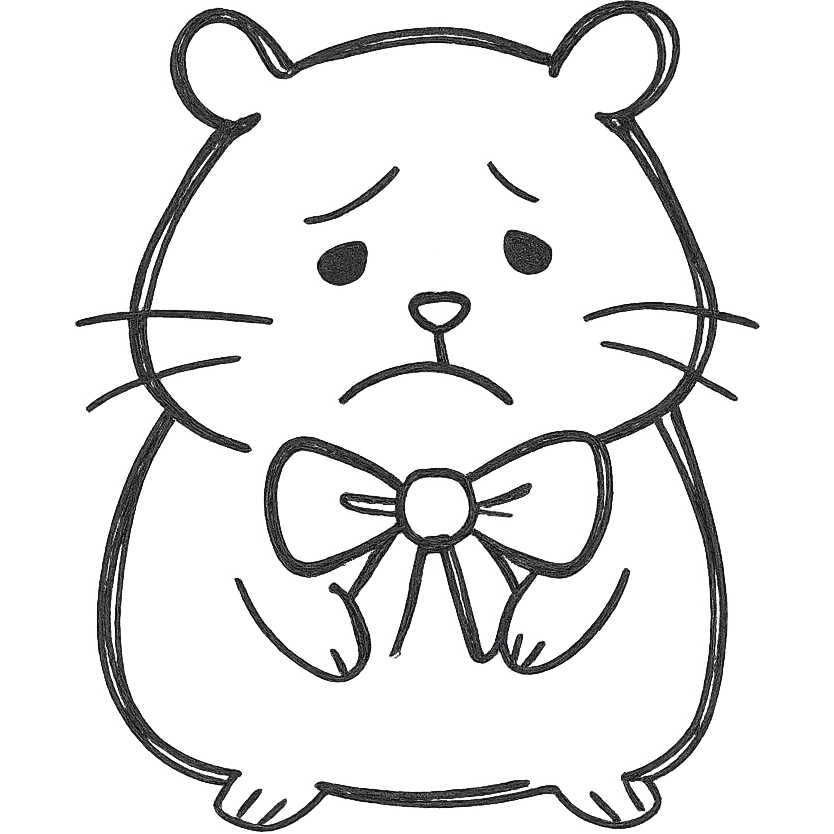 sad hamster with a bow emoji