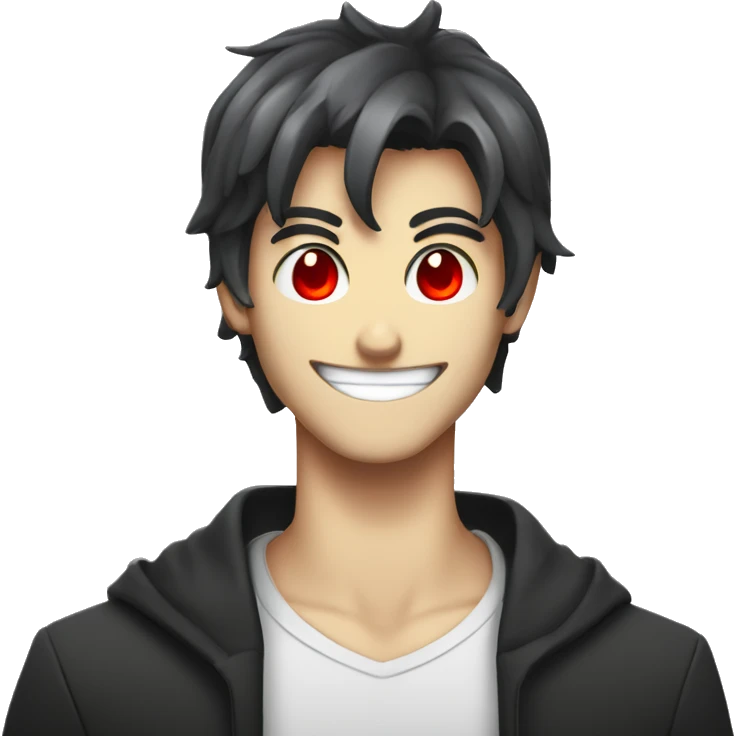 evil anime guy grinning with red eyes emoji
