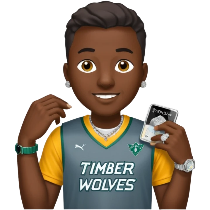 I want a guy with timber wolves jersey and diamond grillz and rolex emoji