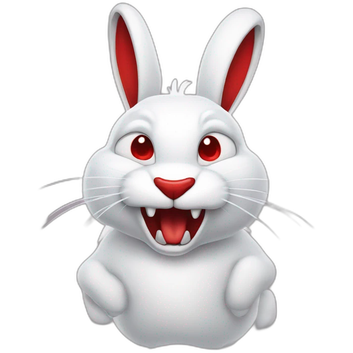 evil white rabbit with sharp fangs with red around mouth emoji