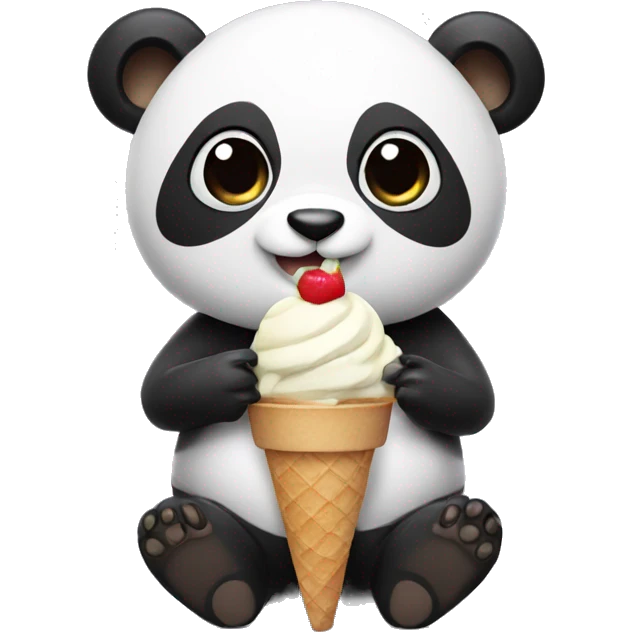 A panda holding ice cream  emoji