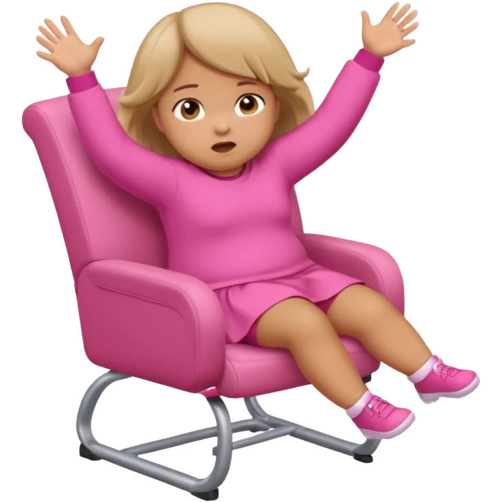 Little Girl fat but not too fat falling off chair with pink clothes on emoji