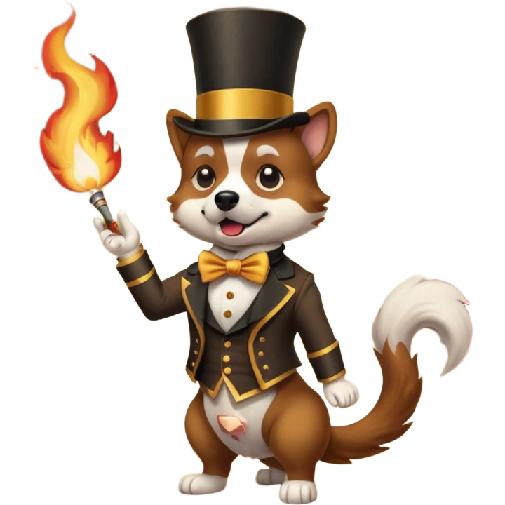 dog vintage-circus-performer-spitting-fire emoji