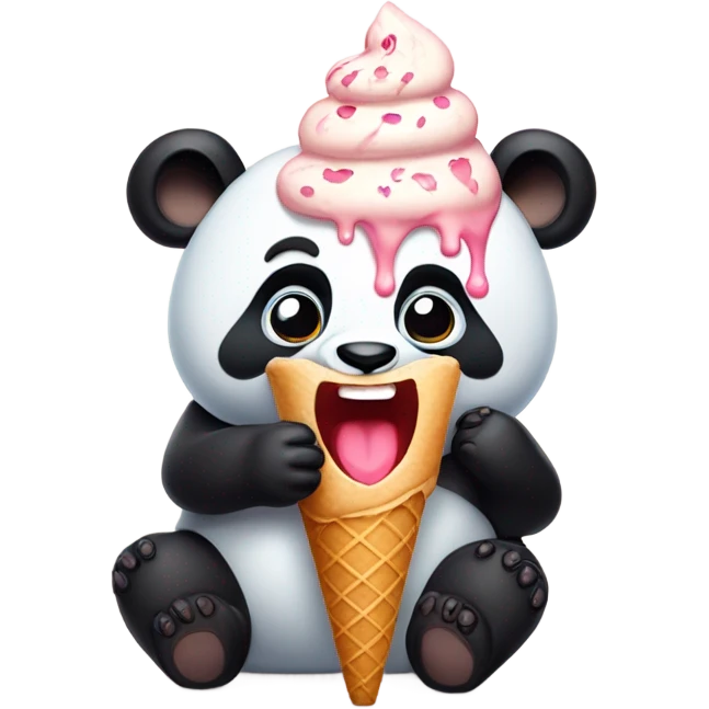Panda eating ice cream emoji