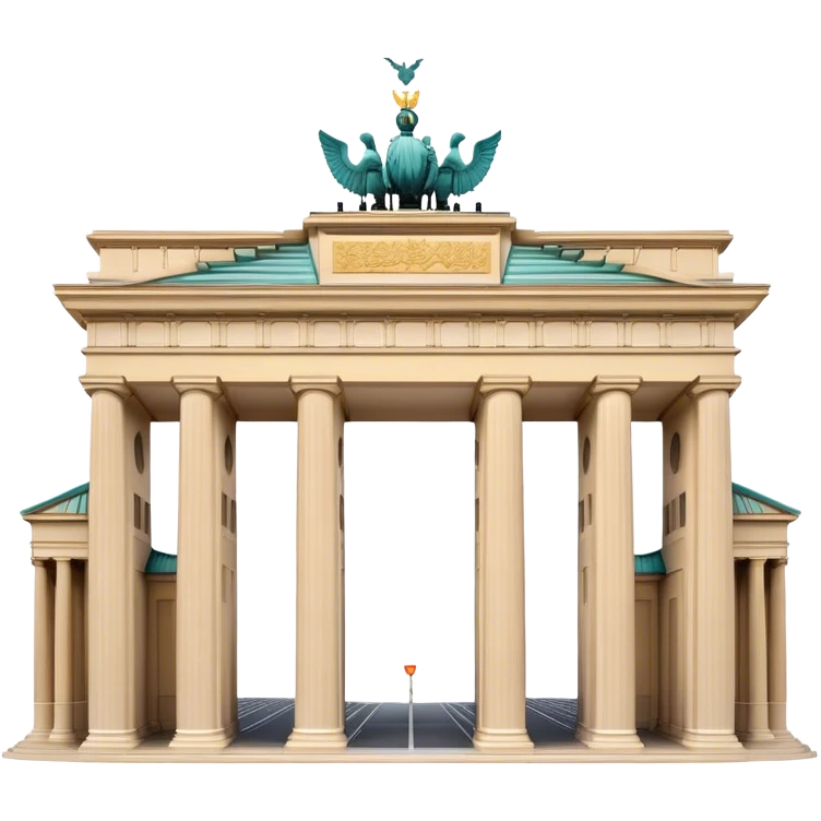 Cinematic Realistic Brandenburg Gate Landmark Emoji, depicted as the iconic neoclassical monument rendered with lifelike detail and dynamic, historic lighting. emoji