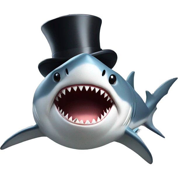 Shark with a top hat emoji