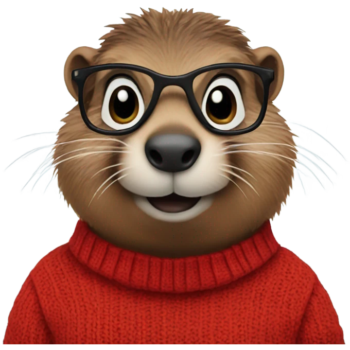 standing groundhog in a red sweater and glasses emoji