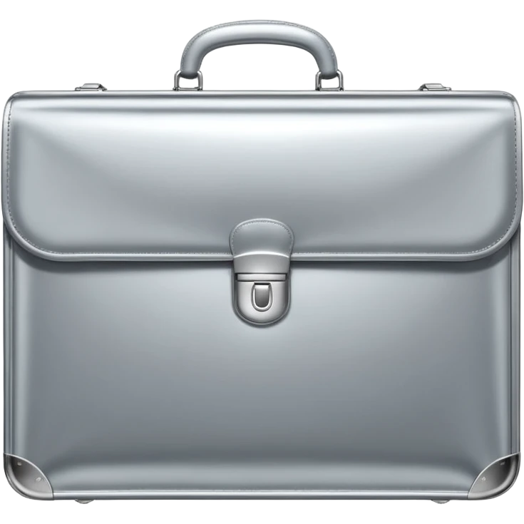 A luxury briefcase emoji made of polished silver chrome, smooth rectangular shape, metallic reflections, minimal high-end design, swag business aesthetic, iOS emoji style, centered, clean white background
 emoji