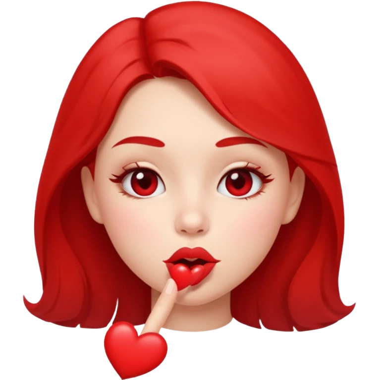 Emoji, girl's face blowing a kiss, puckered lips, small heart emoji