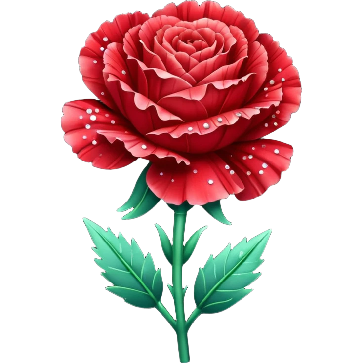 Un clavel rojo con purpurina y polvo mágico emoji