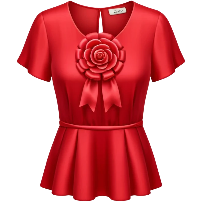 red silk top with rosette emoji