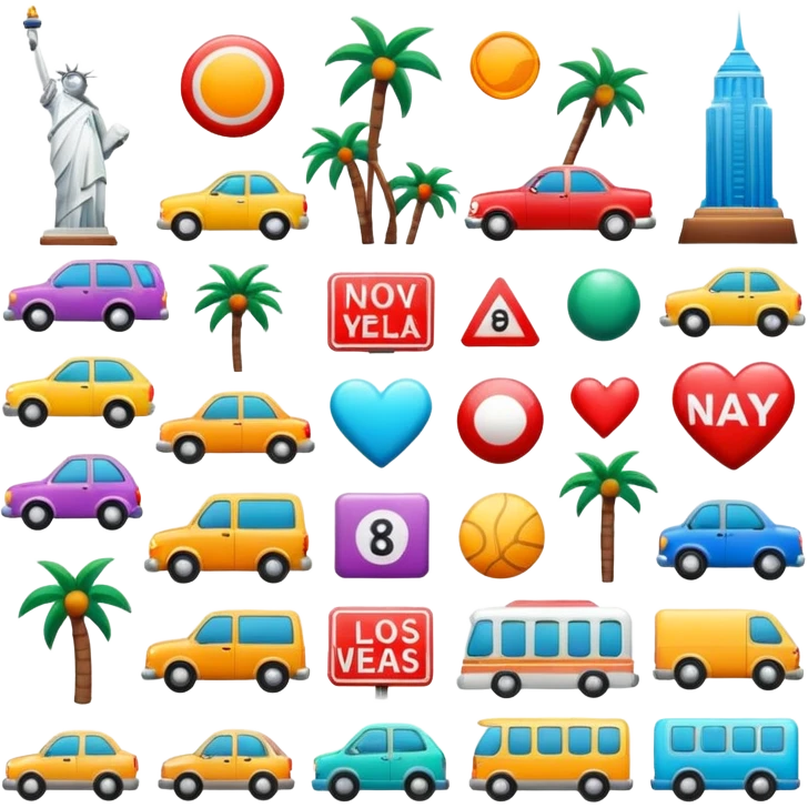new york, miami, los angeles, las vegas signs emoji
