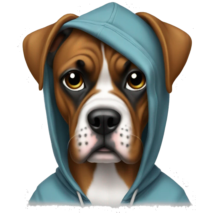 Boxer dog wearing hoodie emoji