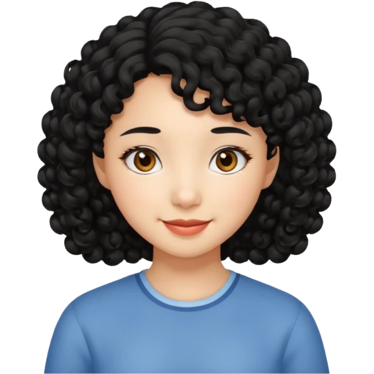 Asian girl with black curly hair emoji