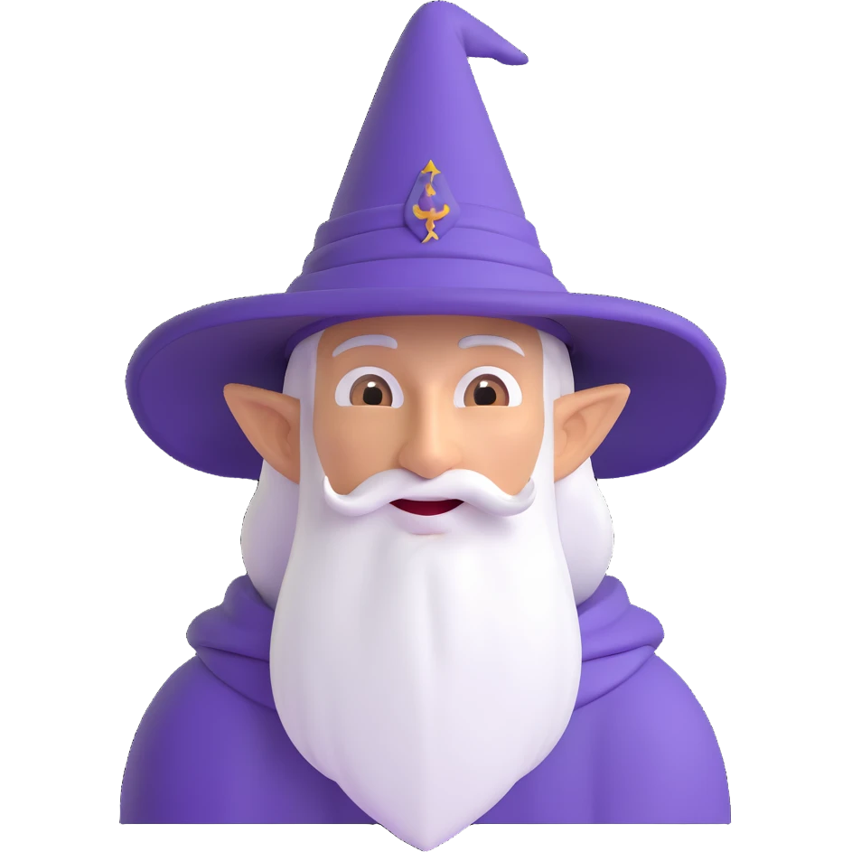 strange wizard with exaggerated features, 3D emoji style emoji