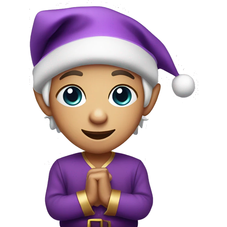 Cute Christmas elf in a purple clothes emoji