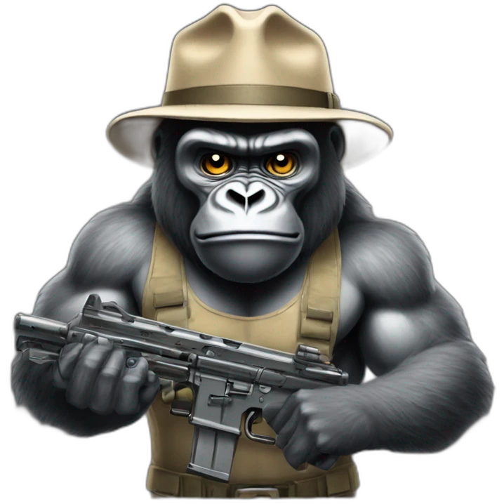 Buff Gorilla holding an M13 gun emoji