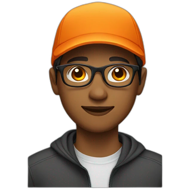 young man in glasses with an orange cap emoji