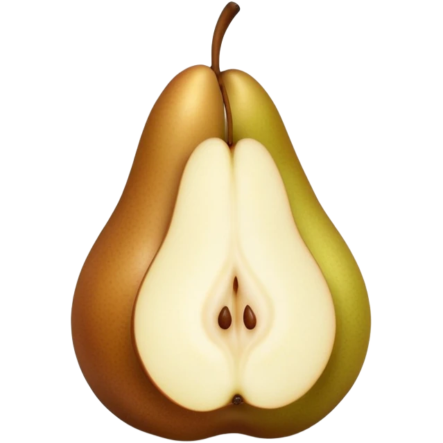 Thicc brown pear cut in half front only emoji