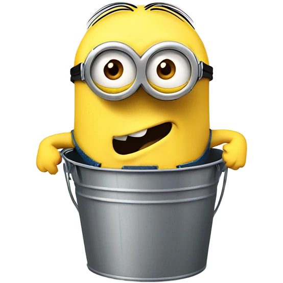 Minions stuck in a bucket emoji