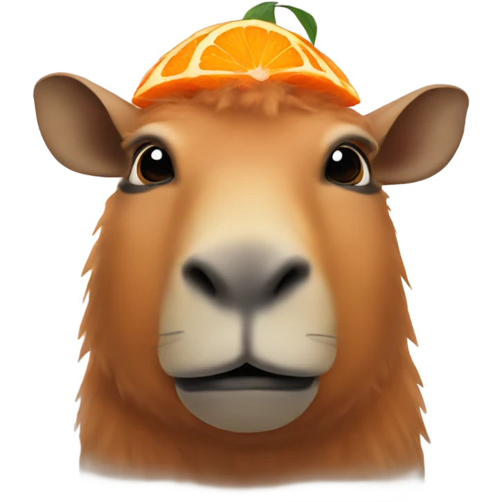 Cabybara with an orange on its head emoji